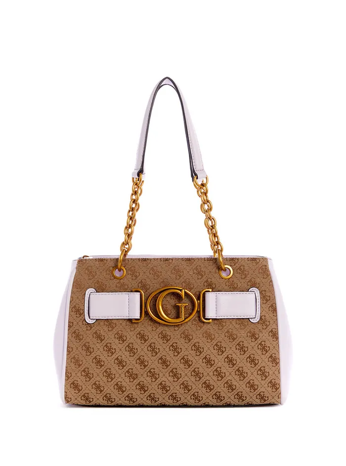 Women Satchel GUESS Brown Lilac Aviana Luxury Satchel