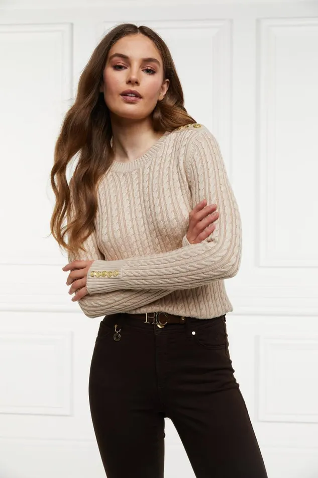 Women Seattle Cable Crew Knit Oatmeal Holland Cooper Knitwear
