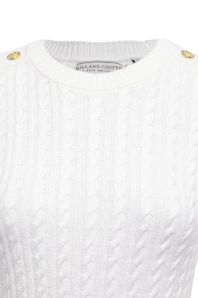 Women Seattle Cable Crew Knit White Holland Cooper Knitwear