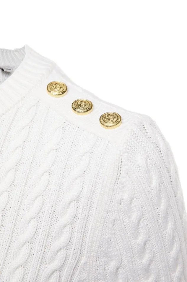 Women Seattle Cable Crew Knit White Holland Cooper Knitwear