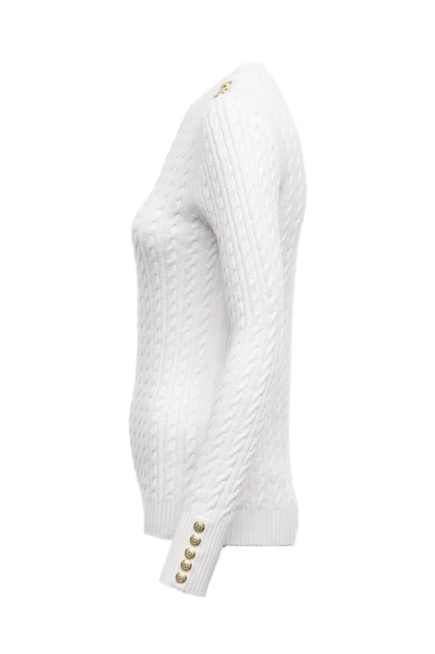 Women Seattle Cable Crew Knit White Holland Cooper Knitwear