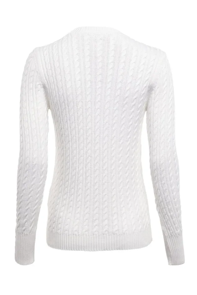 Women Seattle Cable Crew Knit White Holland Cooper Knitwear