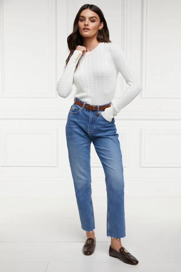 Women Seattle Cable Crew Knit White Holland Cooper Knitwear