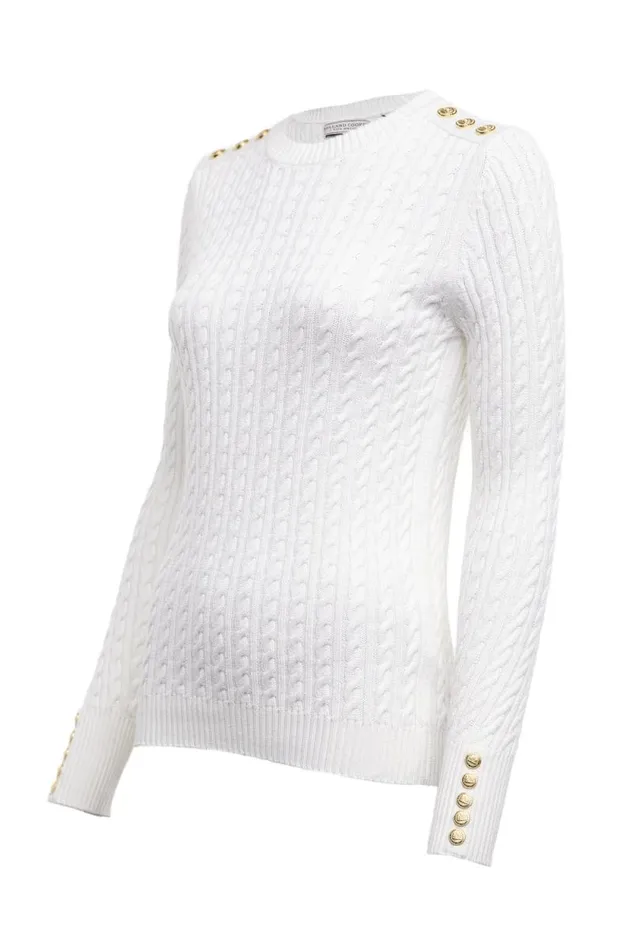 Women Seattle Cable Crew Knit White Holland Cooper Knitwear