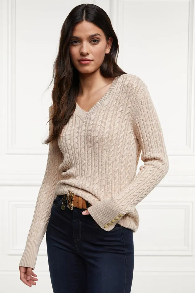 Women Seattle VNeck Knit Oatmeal Holland Cooper Knitwear