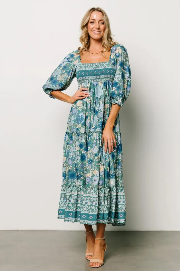 Women Shanna Tiered Dress Emerald Multi Baltic Born Midi Dresses