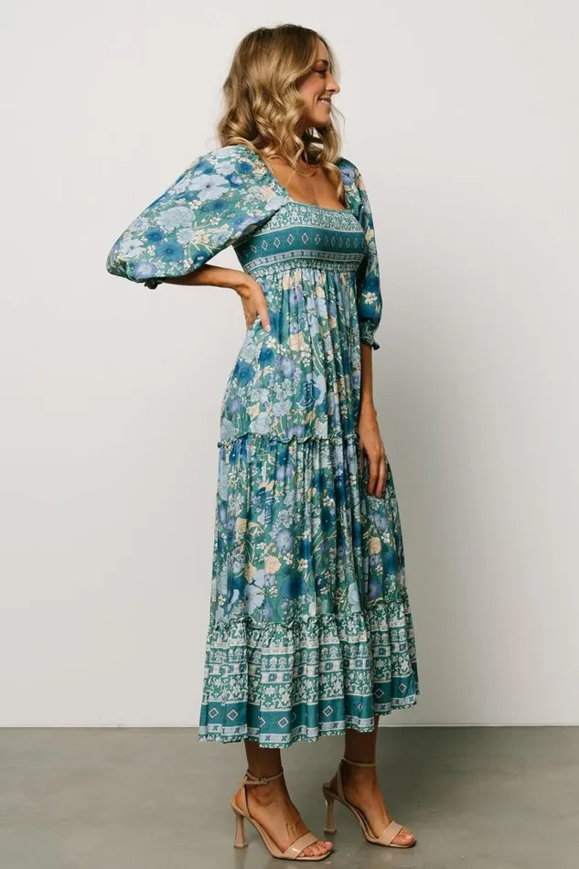 Women Shanna Tiered Dress Emerald Multi Baltic Born Midi Dresses