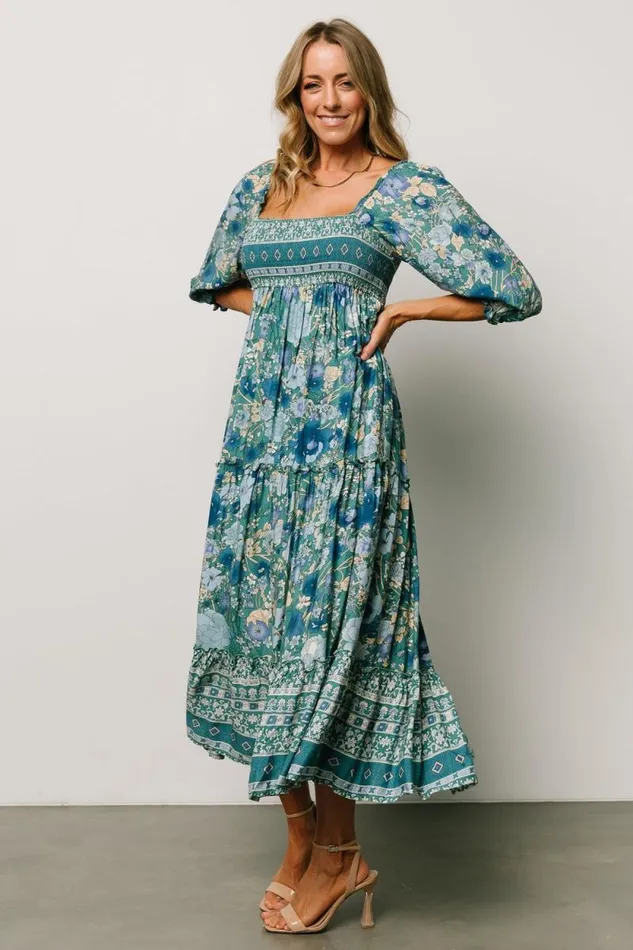 Women Shanna Tiered Dress Emerald Multi Baltic Born Midi Dresses
