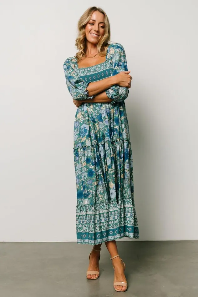 Women Shanna Tiered Dress Emerald Multi Baltic Born Midi Dresses