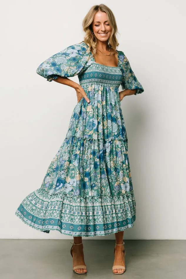 Women Shanna Tiered Dress Emerald Multi Baltic Born Midi Dresses