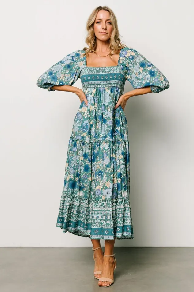 Women Shanna Tiered Dress Emerald Multi Baltic Born Midi Dresses