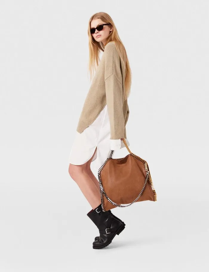 Women Shirting Details Long Sleeve Sweater Sandy Beige Stella McCartney Knitwear Women Shirting Details Long Sleeve Sweater Sandy Beige Stella McCartney Knitwear