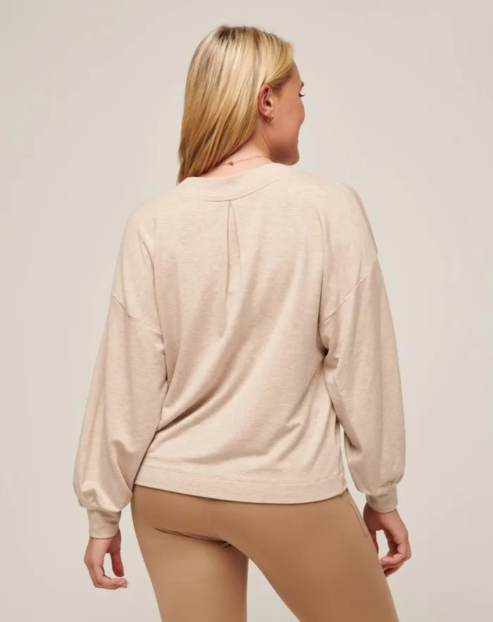 Women Shirts and Tops TravisMathew CLOUD TERRY VNECK TOP Heather Natural