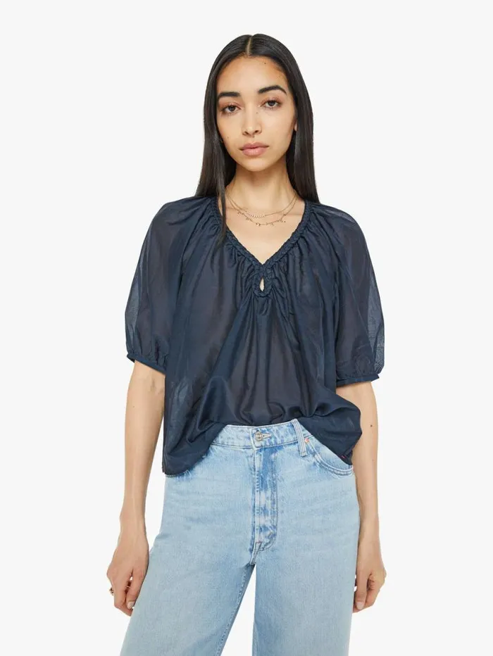 Women Shirts Mother Denim Blythe Top Blue Sapphire