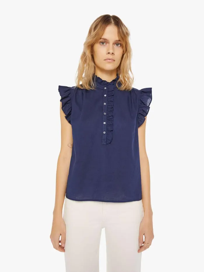 Women Shirts Mother Denim Brenna Top Blue navy