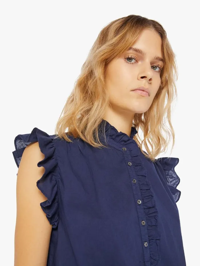 Women Shirts Mother Denim Brenna Top Blue navy