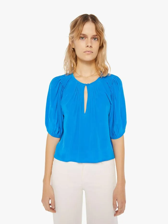 Women Shirts Mother Denim Louisa Top Blue Opal