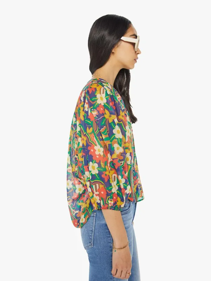 Women Shirts Mother Denim The Breeze Tie Top Blue dark