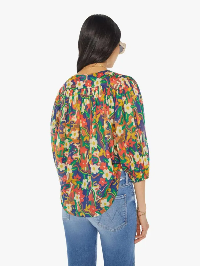 Women Shirts Mother Denim The Breeze Tie Top Blue dark