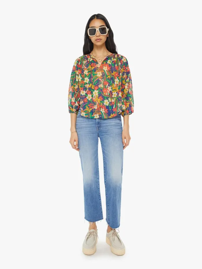 Women Shirts Mother Denim The Breeze Tie Top Blue dark