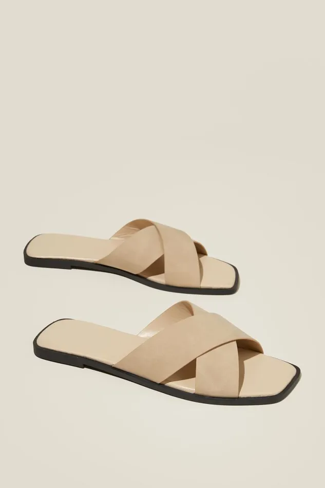 Women Shoes and Slippers Cotton On Cloverly Crossover Slide Light Sand Nubuck
