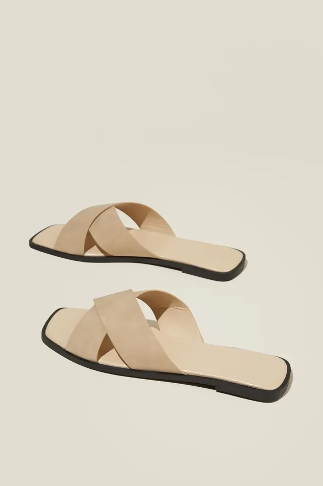 Women Shoes and Slippers Cotton On Cloverly Crossover Slide Light Sand Nubuck