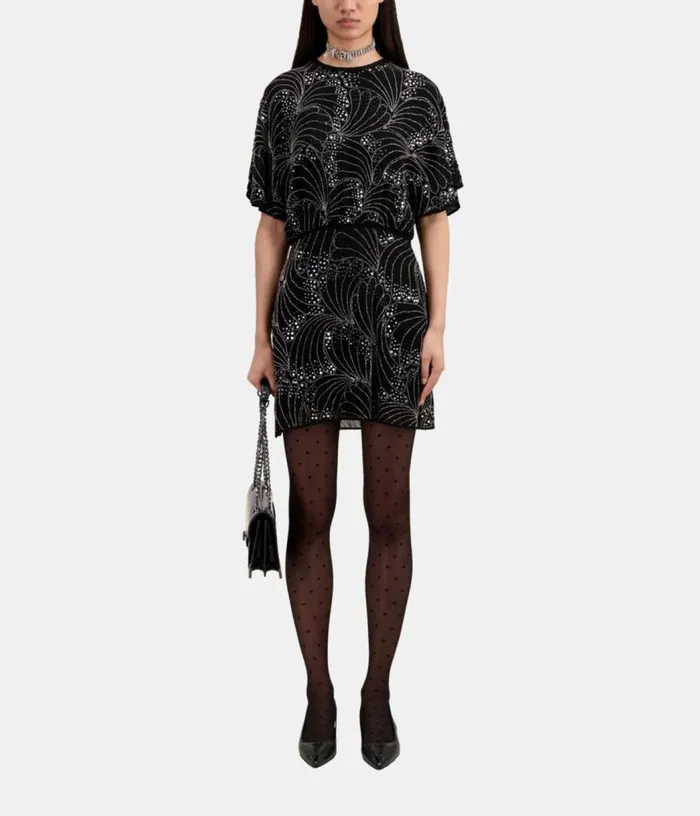 Women Short Black Dress With Sequins And Beads THE KOOPLES Dresses and Jumpsuits Women Short Black Dress With Sequins And Beads THE KOOPLES Dresses and Jumpsuits
