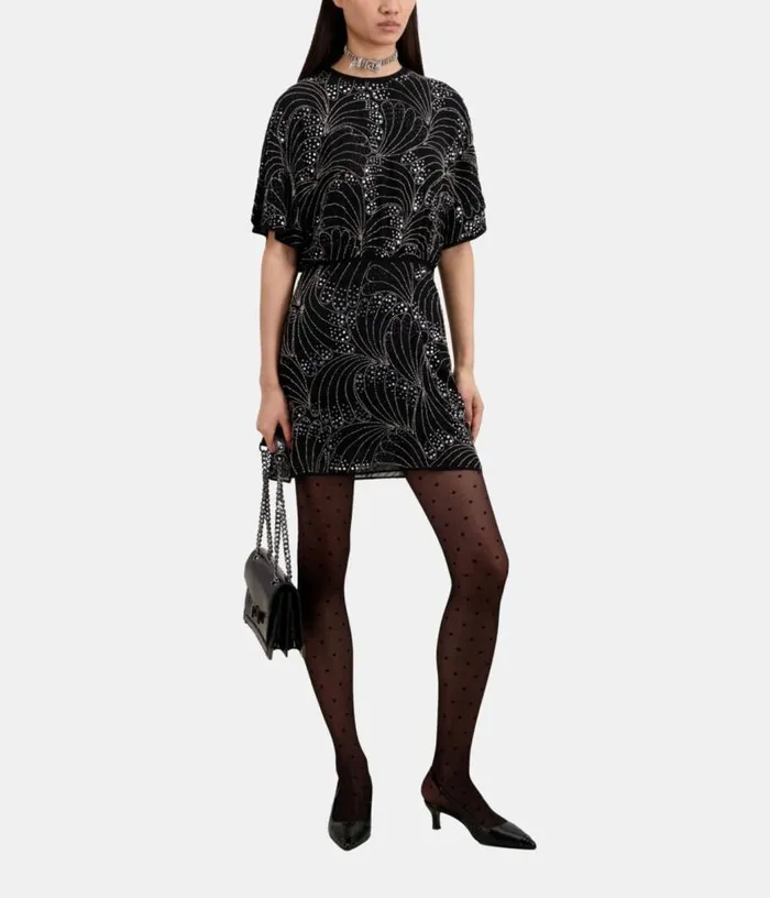 Women Short Black Dress With Sequins And Beads THE KOOPLES Dresses and Jumpsuits Women Short Black Dress With Sequins And Beads THE KOOPLES Dresses and Jumpsuits