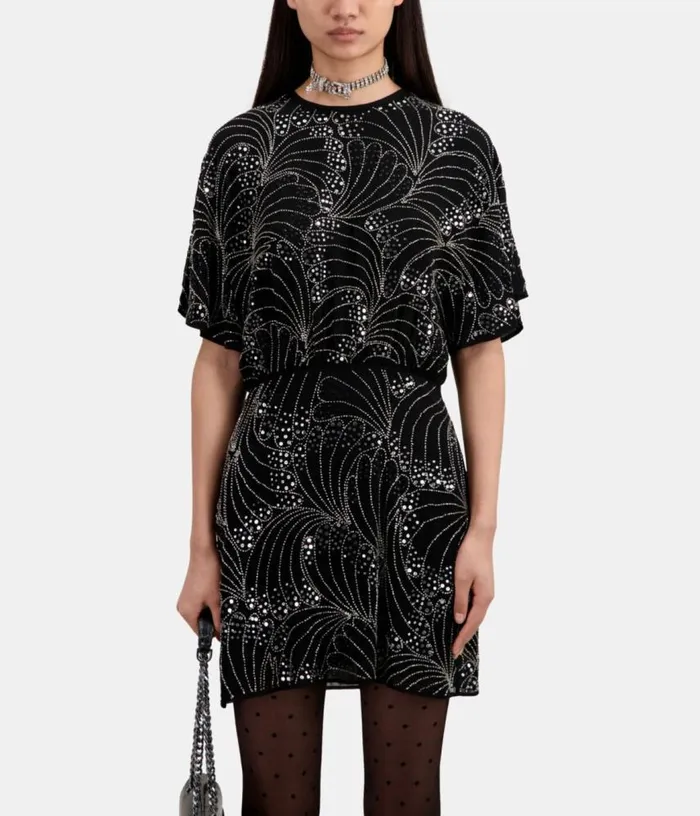 Women Short Black Dress With Sequins And Beads THE KOOPLES Dresses and Jumpsuits Women Short Black Dress With Sequins And Beads THE KOOPLES Dresses and Jumpsuits