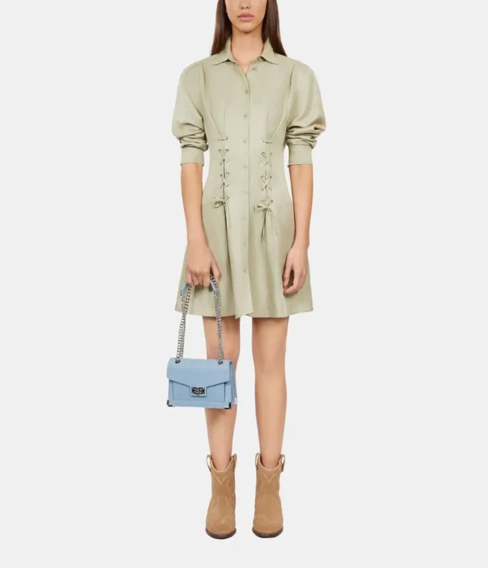 Women Short Light Green Dress With Lacing THE KOOPLES Dresses and Jumpsuits