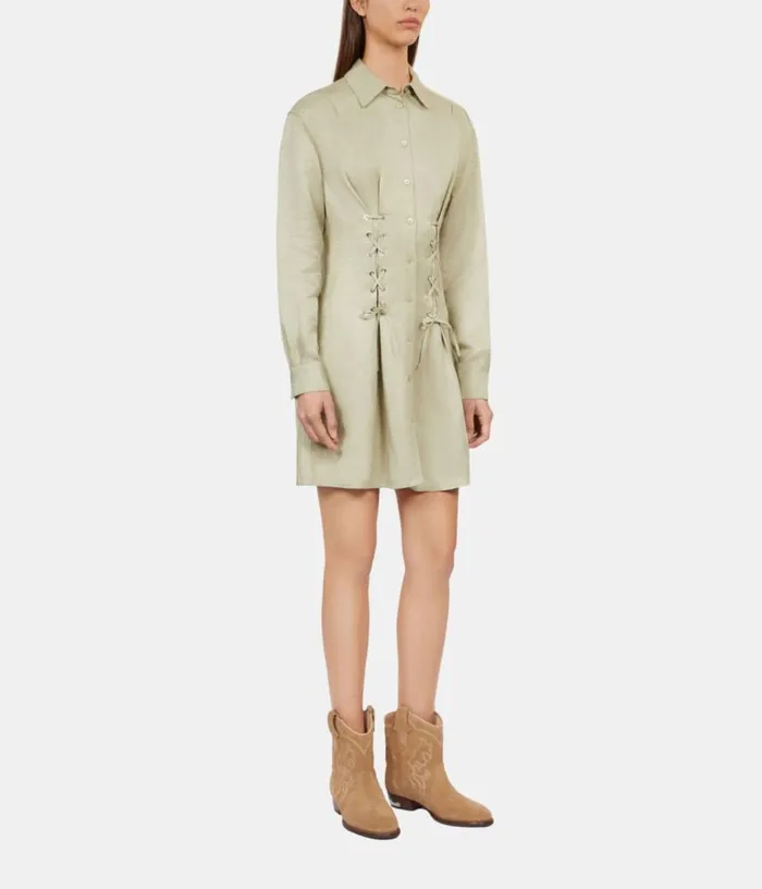 Women Short Light Green Dress With Lacing THE KOOPLES Dresses and Jumpsuits