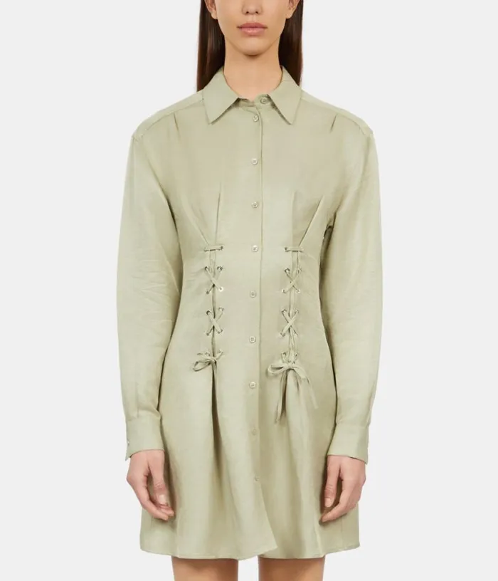 Women Short Light Green Dress With Lacing THE KOOPLES Dresses and Jumpsuits