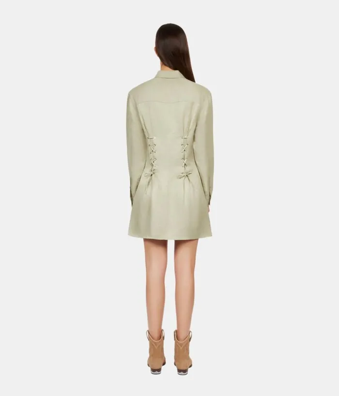 Women Short Light Green Dress With Lacing THE KOOPLES Dresses and Jumpsuits