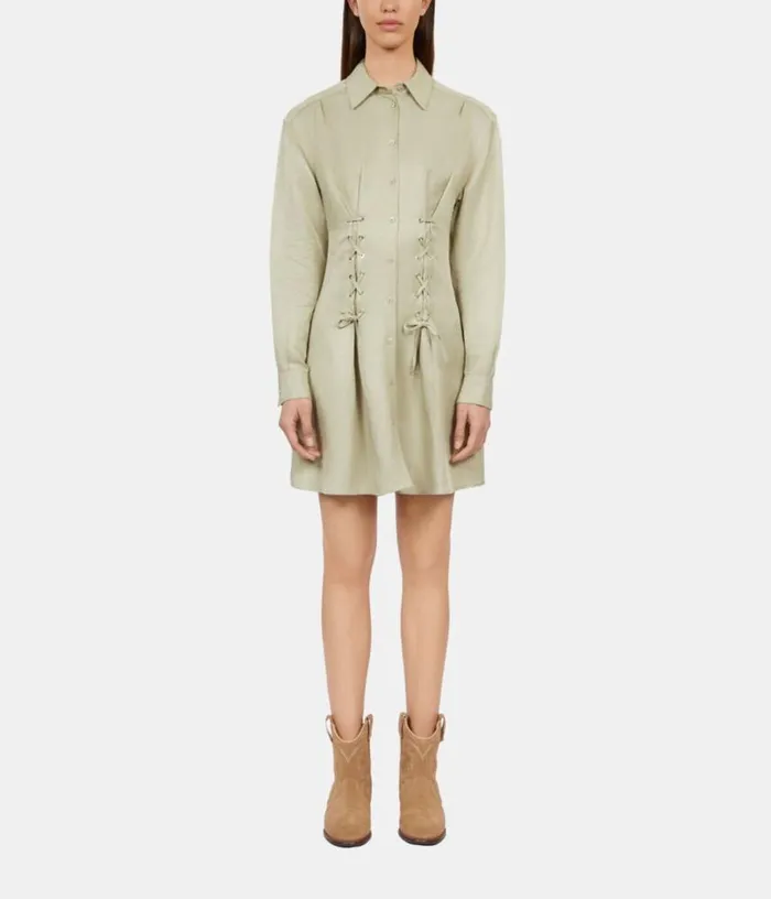 Women Short Light Green Dress With Lacing THE KOOPLES Dresses and Jumpsuits