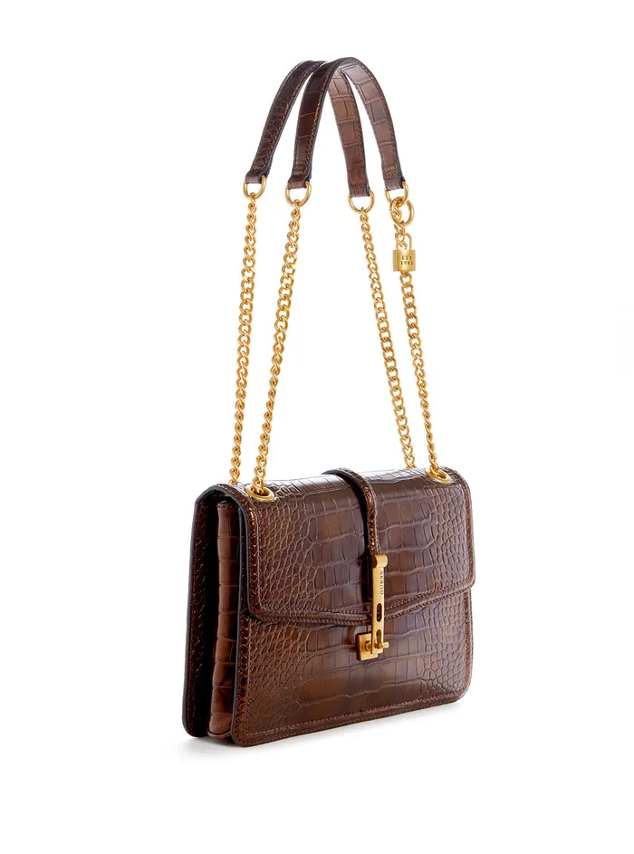 Women Shoulder Bag GUESS Bronze James Croco Convertible Crossbody Bag