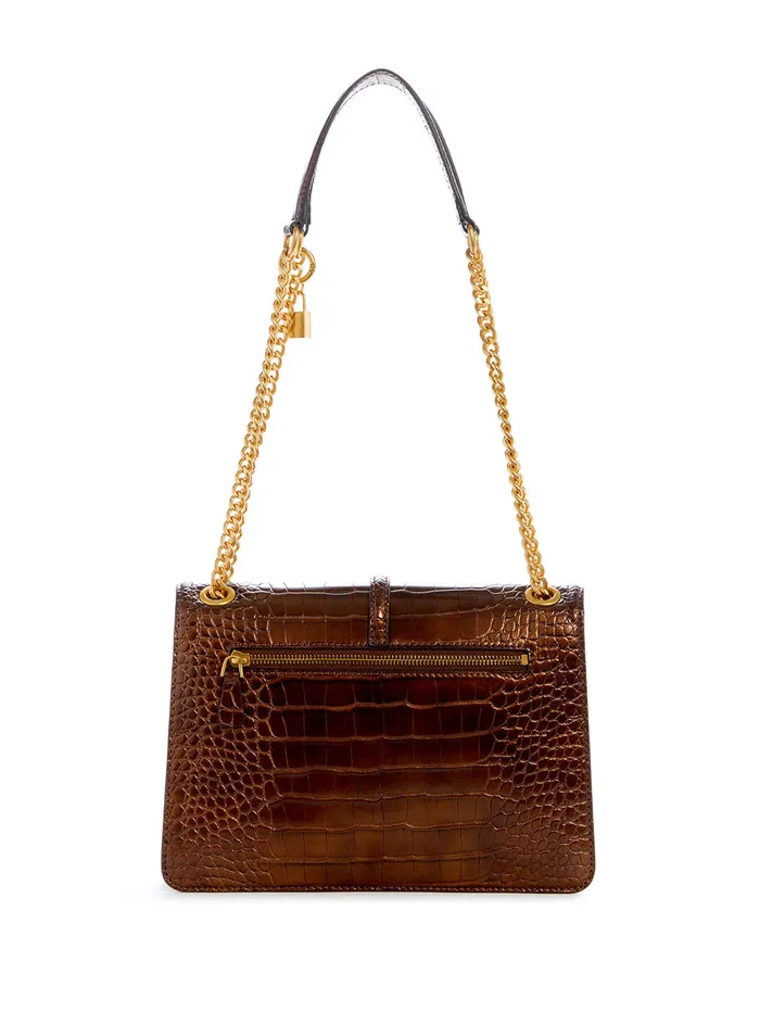 Women Shoulder Bag GUESS Bronze James Croco Convertible Crossbody Bag