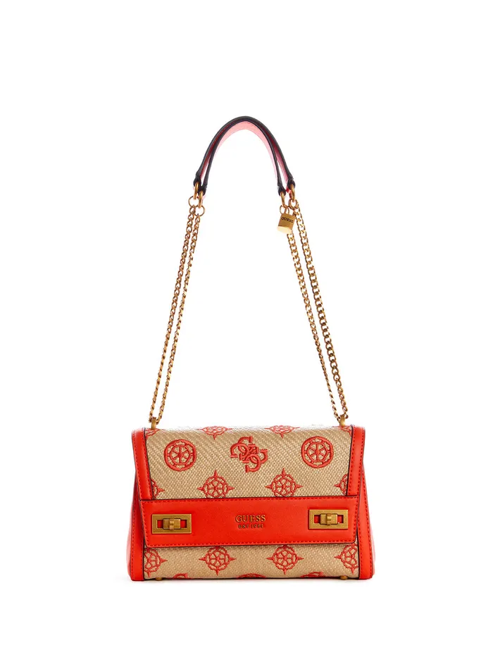 Women Shoulder Bag GUESS Red Katey Raffia Shoulder Bag