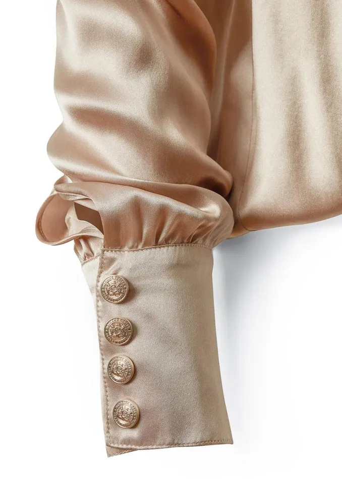 Women Silk Bodysuit Champagne Holland Cooper Shirts and Blouses