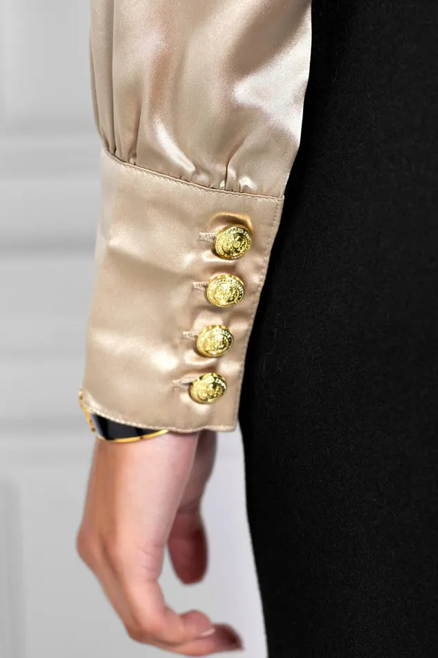 Women Silk Bodysuit Champagne Holland Cooper Shirts and Blouses