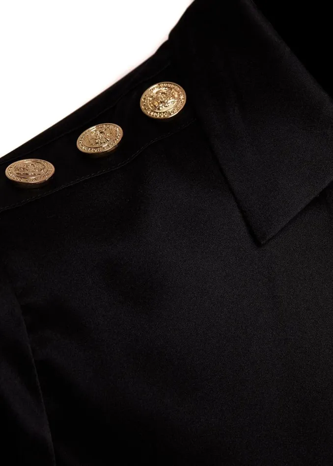 Women Silk VNeck Blouse Black Holland Cooper Shirts and Blouses