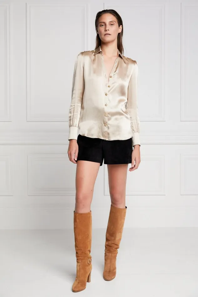 Women Silk VNeck Blouse Champagne Holland Cooper Shirts and Blouses Women Silk VNeck Blouse Champagne Holland Cooper Shirts and Blouses