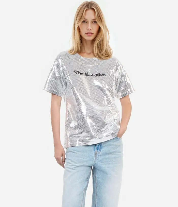 Women Silver Sequined Tshirt THE KOOPLES Blouses and Shirts