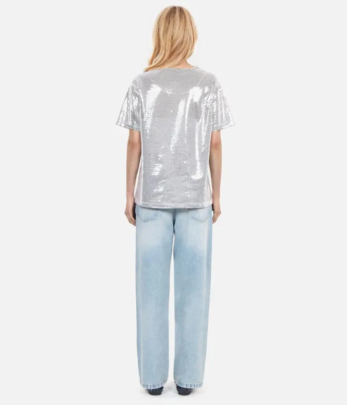 Women Silver Sequined Tshirt THE KOOPLES Blouses and Shirts