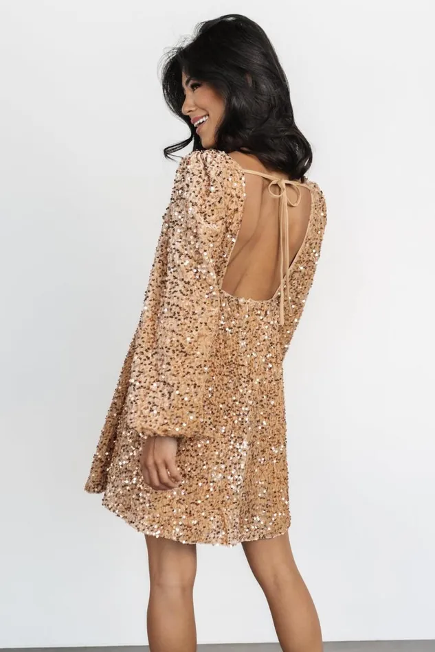 Women Simone Sequin Mini Dress Gold Baltic Born Short Dresses
