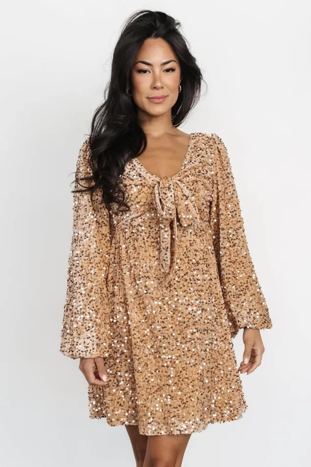 Women Simone Sequin Mini Dress Gold Baltic Born Short Dresses