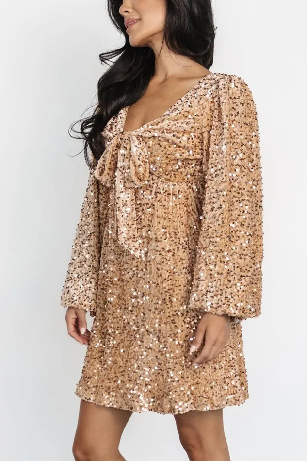 Women Simone Sequin Mini Dress Gold Baltic Born Short Dresses