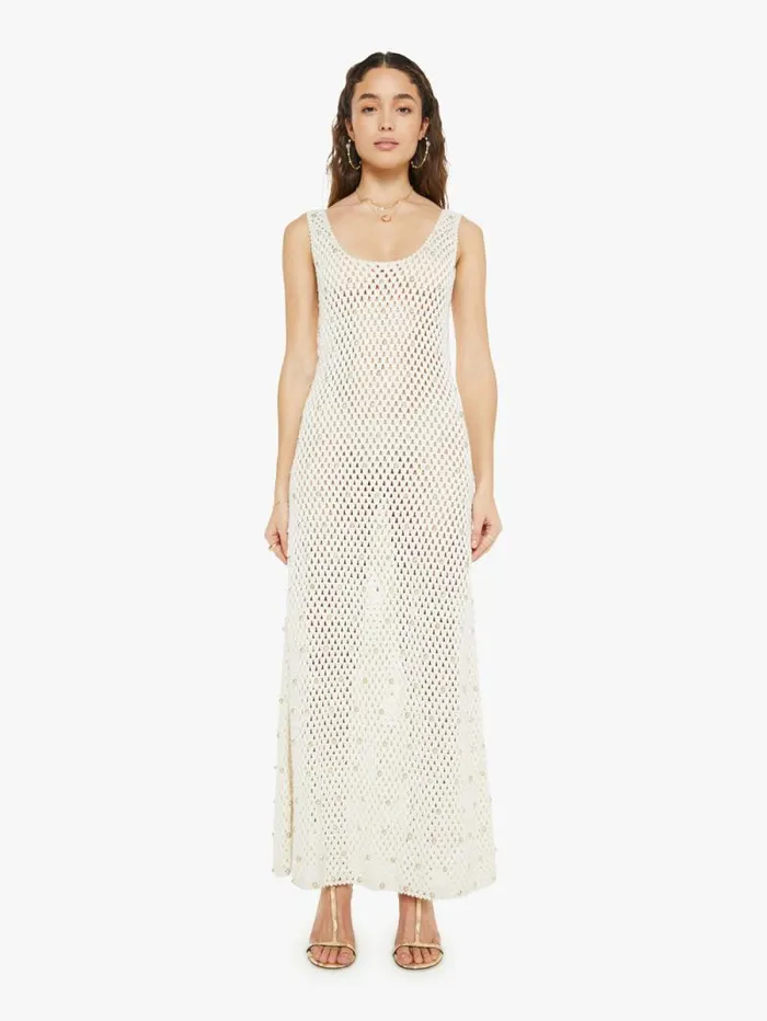 Women Skirts and Dresses Mother Denim Adele Pearl Crochet Dress Ivory