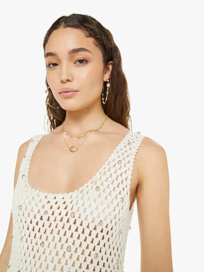 Women Skirts and Dresses Mother Denim Adele Pearl Crochet Dress Ivory