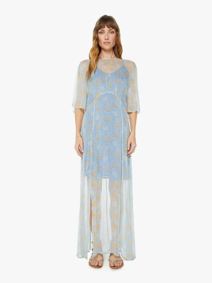 Women Skirts and Dresses Mother Denim Lily Dress Snowflake Print Tangerine