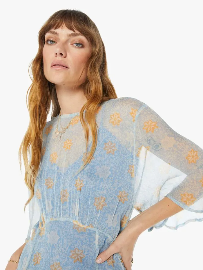 Women Skirts and Dresses Mother Denim Lily Dress Snowflake Print Tangerine